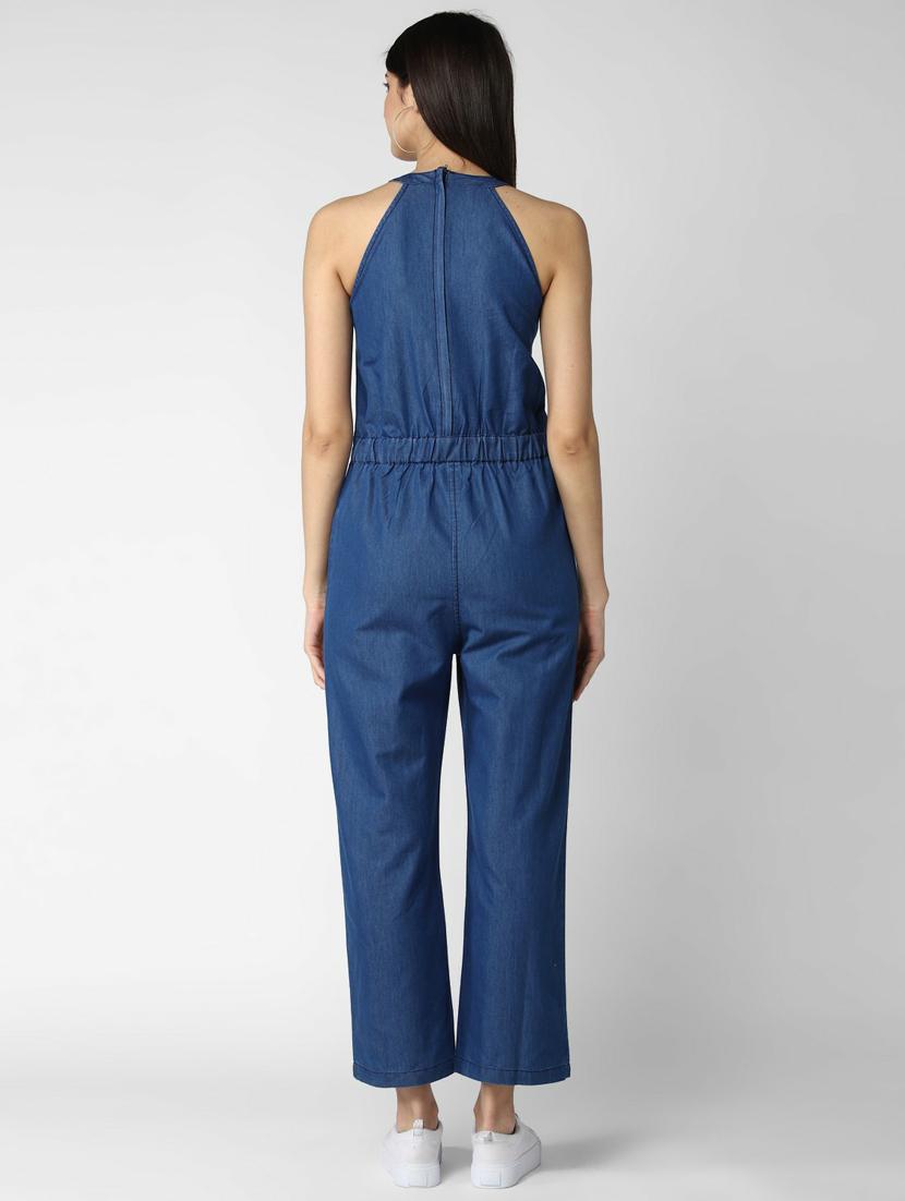 blue denim full leg jumpsuit - 19371580 - Standard Image - 3