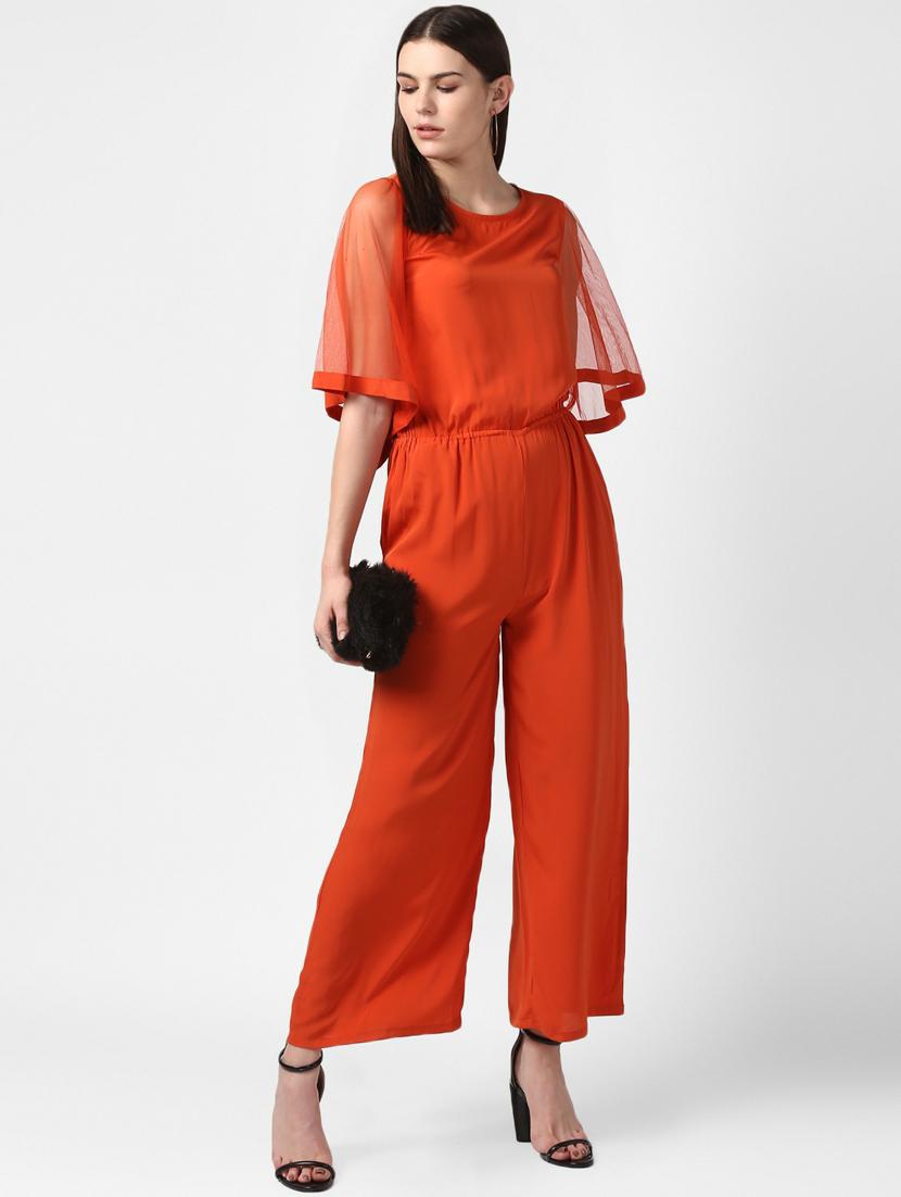 red solid full leg jumpsuit - 19371595 - Standard Image - 3
