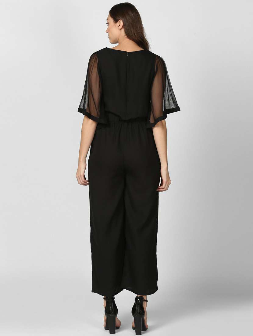 black solid full leg jumpsuit - 19371596 -  Standard Image - 3