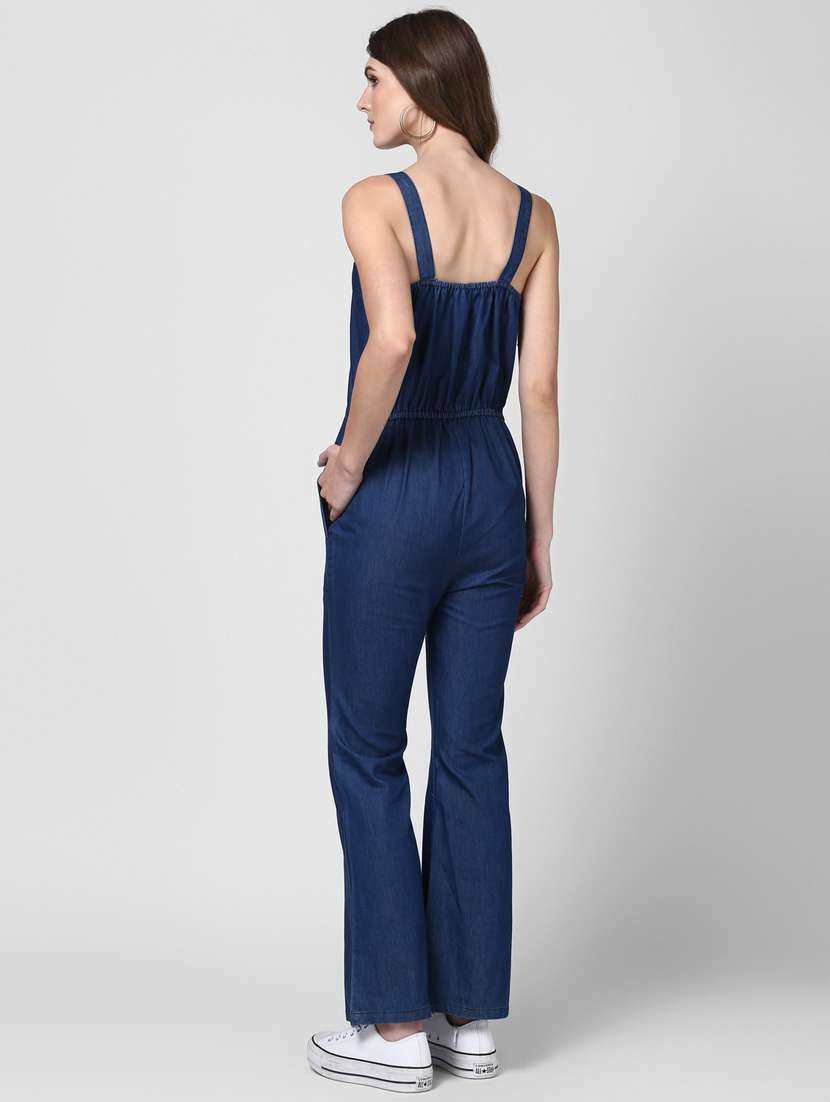 blue denim full leg jumpsuit - 19371598 - Standard Image - 3