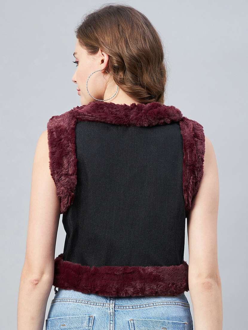 black solid sleeveless crop shrug - 19371620 -  Standard Image - 3