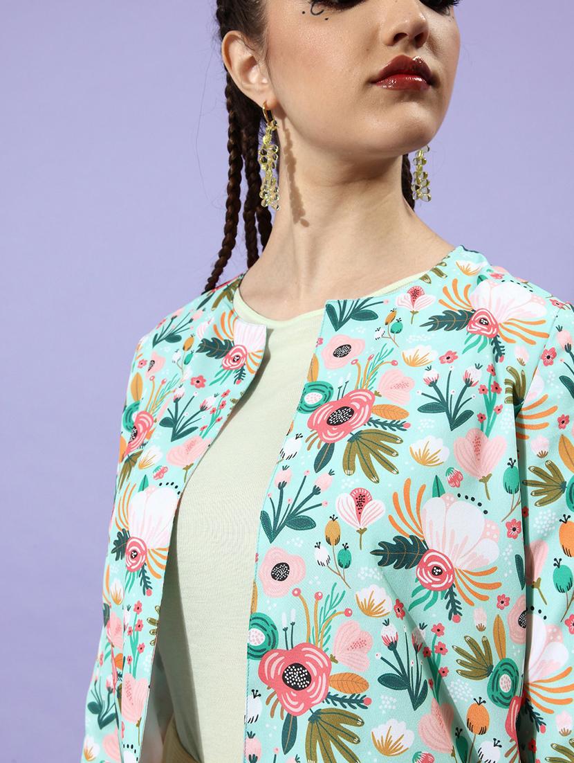blue floral print crop shrug - 19371625 - Standard Image - 3
