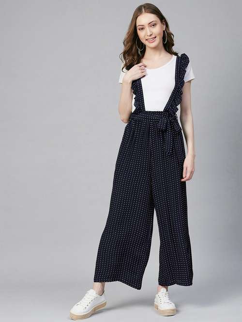navy blue printed dungaree  - 19371660 -  Standard Image - 0