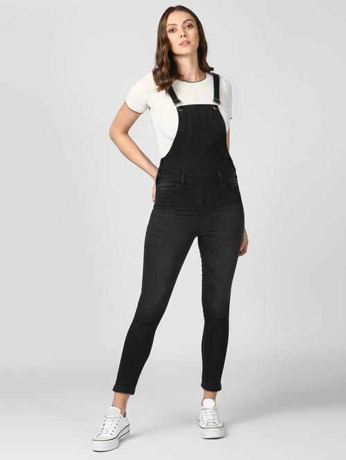 black denim dungaree - 19371663 - Standard Image - 0