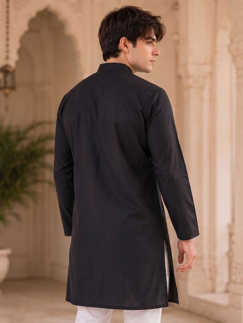 men mandarin neck solid kurta pyjama set  - 19382618 -  Standard Image - 3
