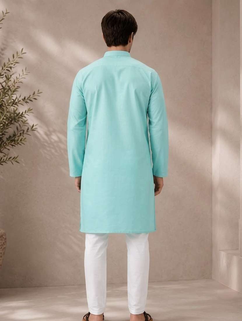 men mandarin neck solid kurta pyjama set  - 19382620 -  Standard Image - 3