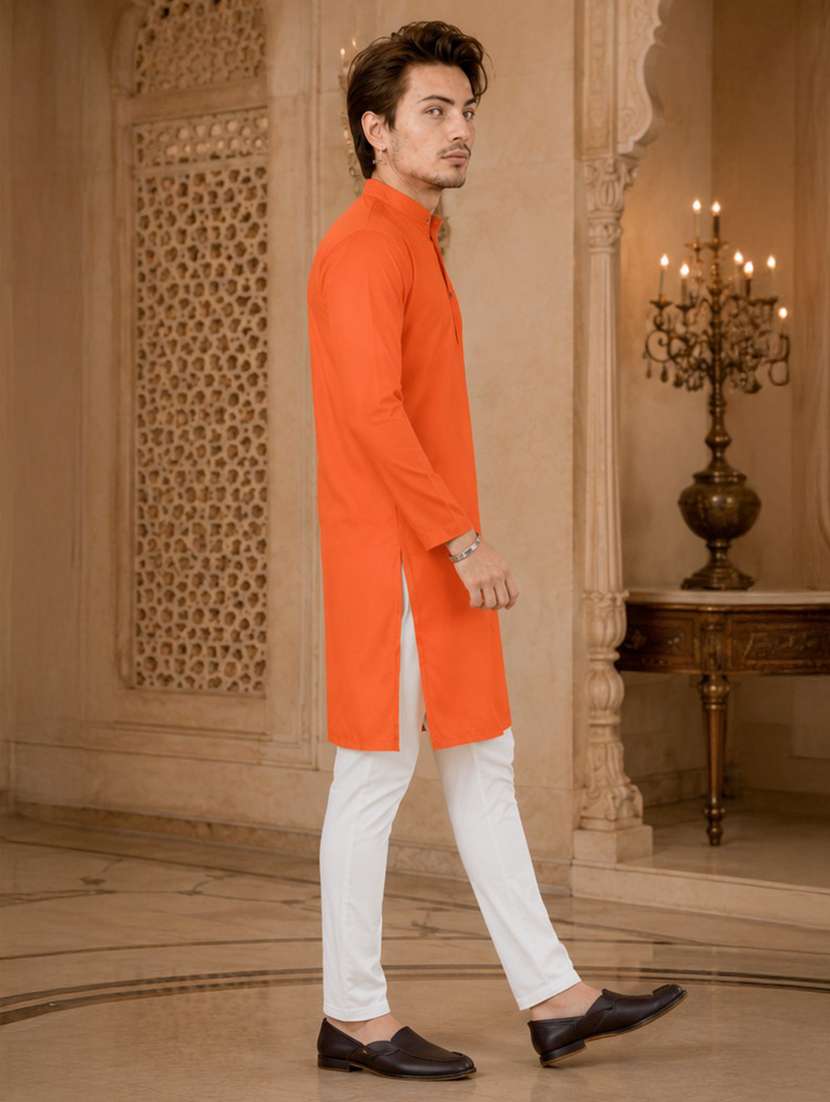 men mandarin neck solid kurta pyjama set  - 19382626 -  Standard Image - 3
