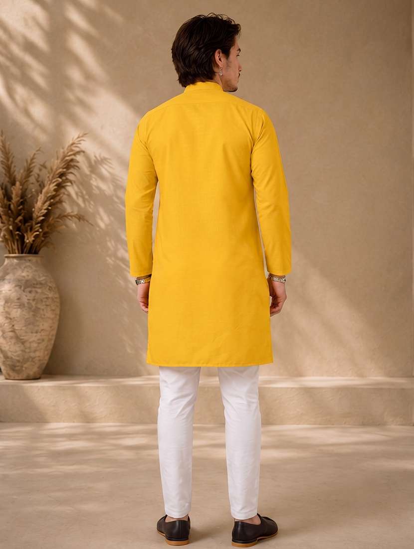 men mandarin neck solid kurta pyjama set  - 19382632 -  Standard Image - 3