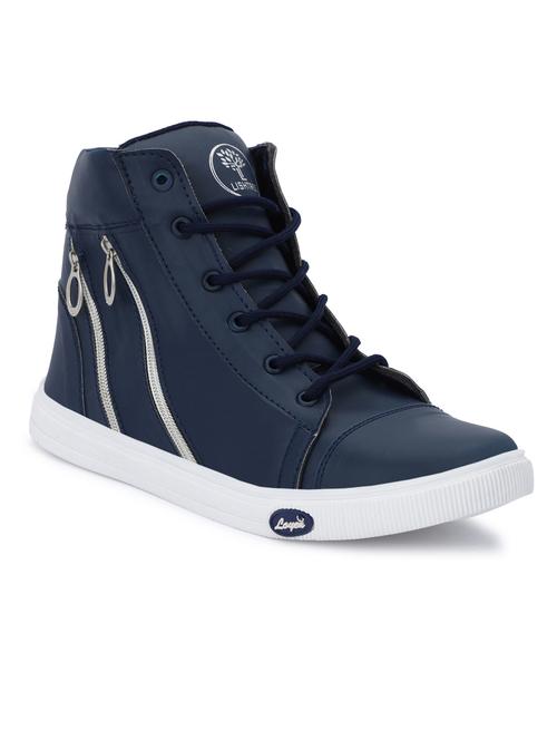 men solid high neck lace up sneakers with zipper details - 19382907 -  Standard Image - 0