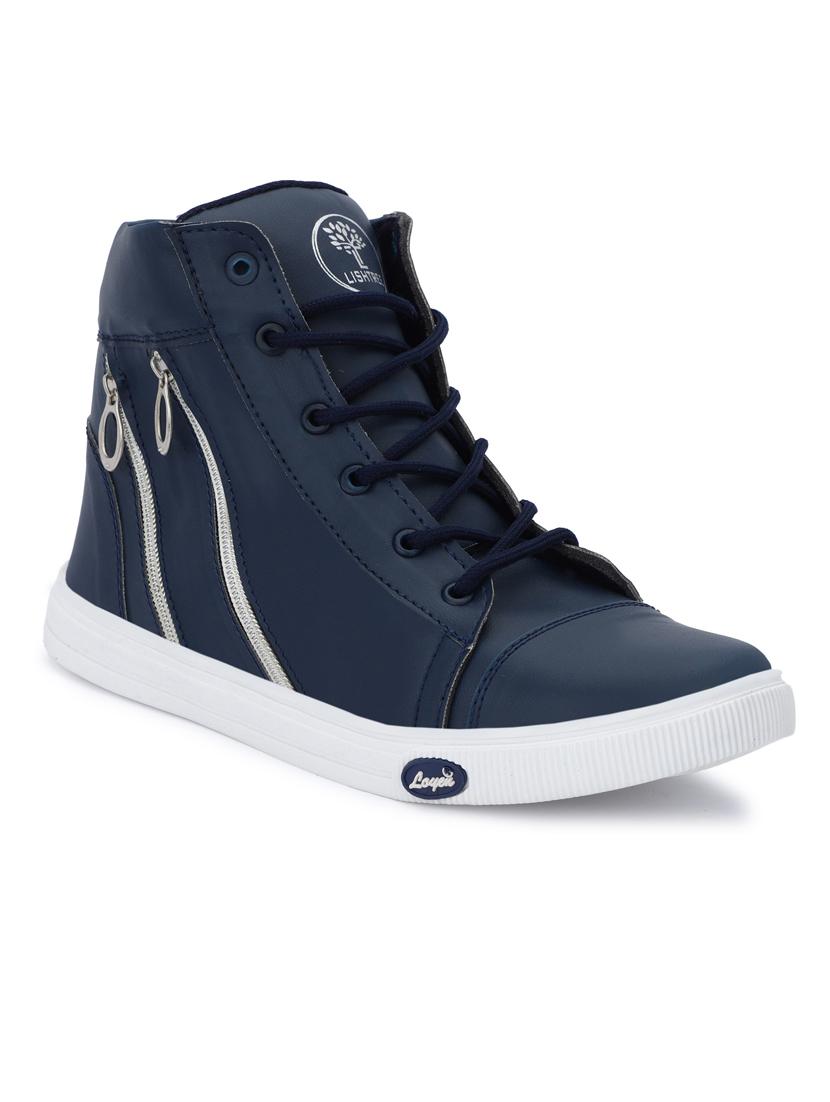 men solid high neck lace up sneakers with zipper details - 19382907 -  Zoom Image - 0