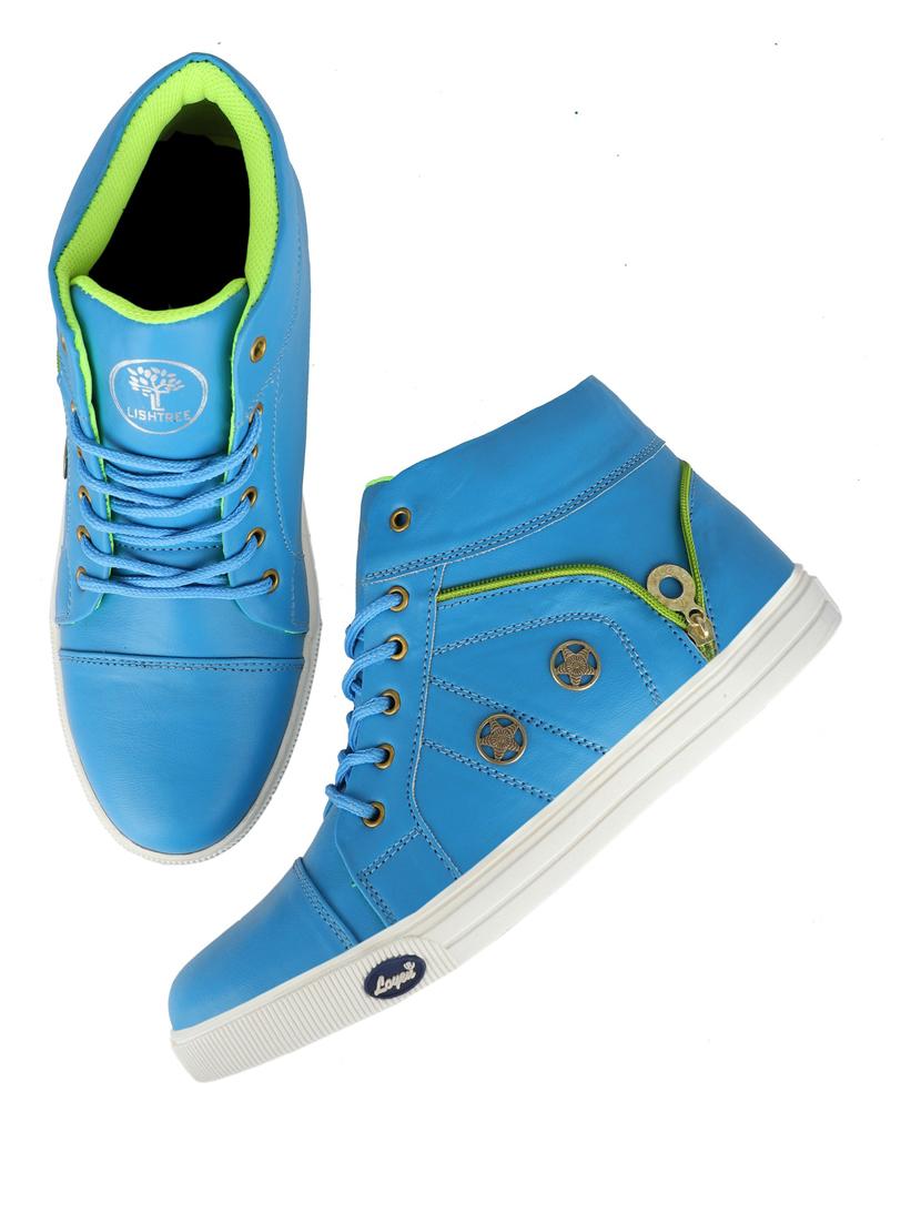 men solid high neck lace up sneakers with zipper details - 19382908 - Standard Image - 3