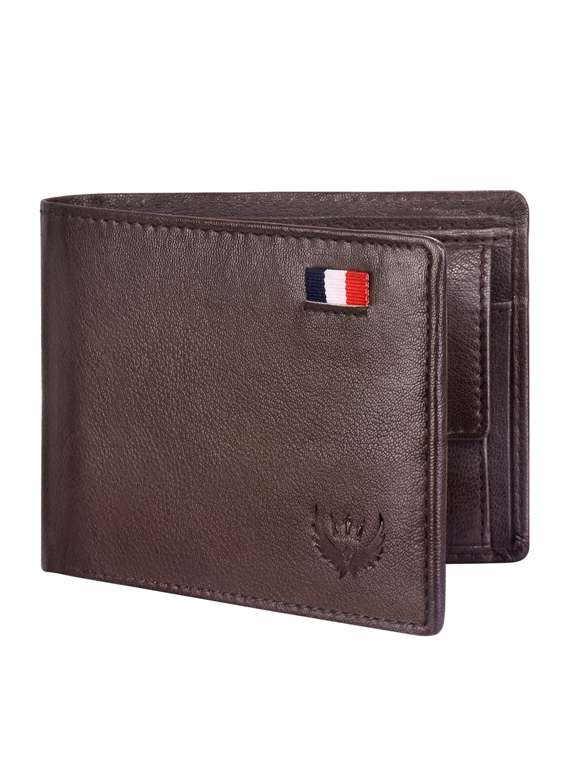 brown grain leather wallet