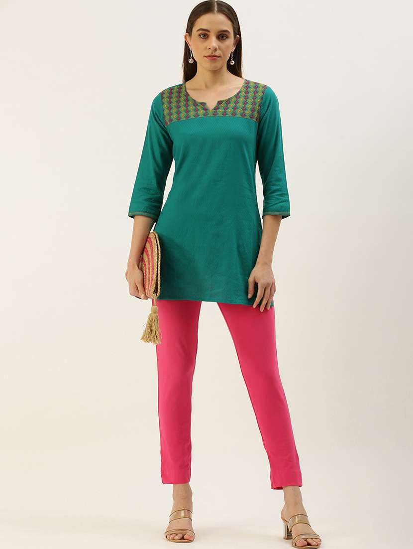pink solid cigarette pants trouser - 19397169 - Standard Image - 3