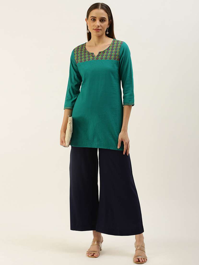Navy Blue Solid Palazzo - 19397189 -  Standard Image - 3
