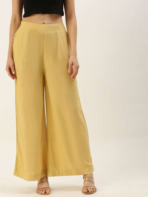 beige solid palazzo - 19397191 - Standard Image - 0