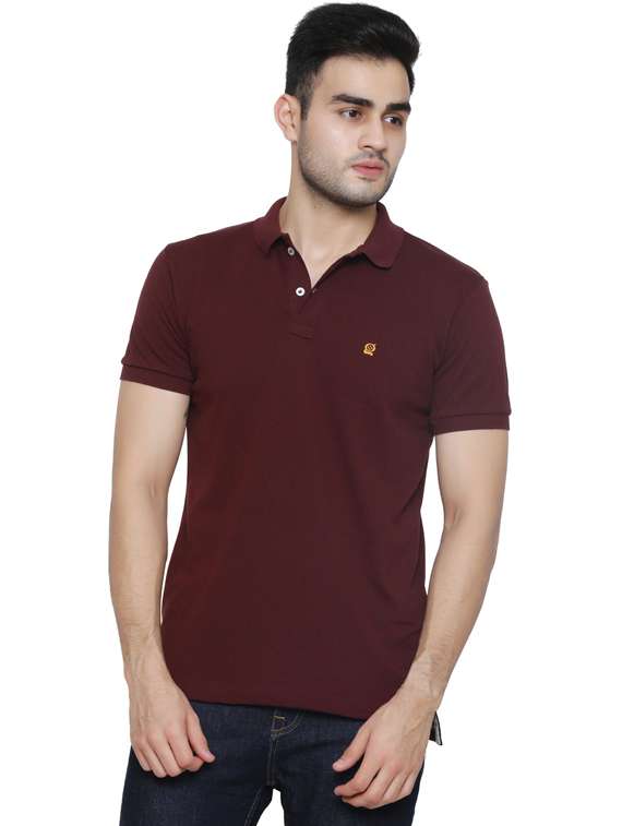 men polo neck solid t-shirt