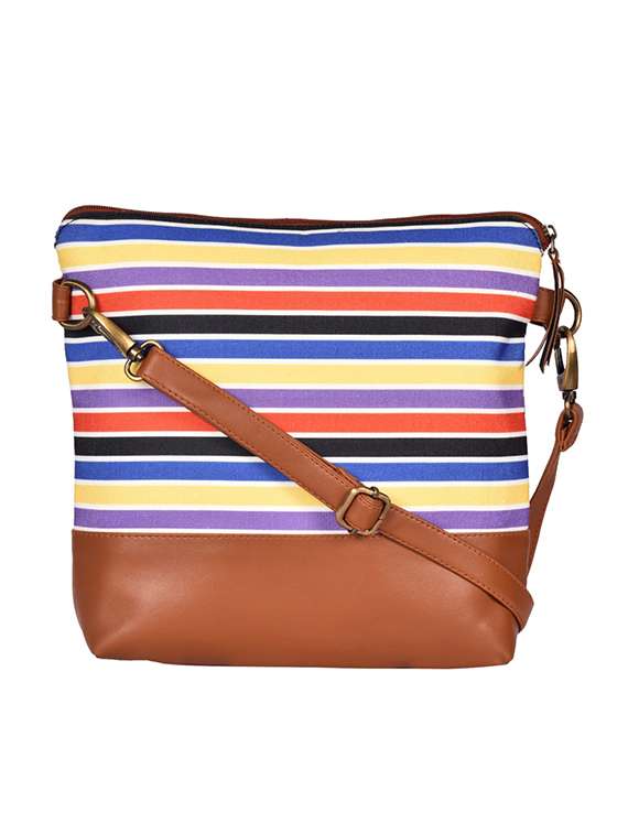 multi colored canvas sling bag