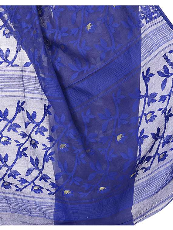 women's floral royal blue colored saree - 19404625 - Standard Image - 3