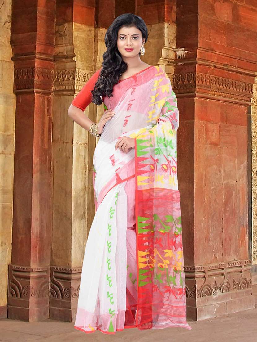 women's self design white colored saree - 19404626 -  Zoom Image - 0