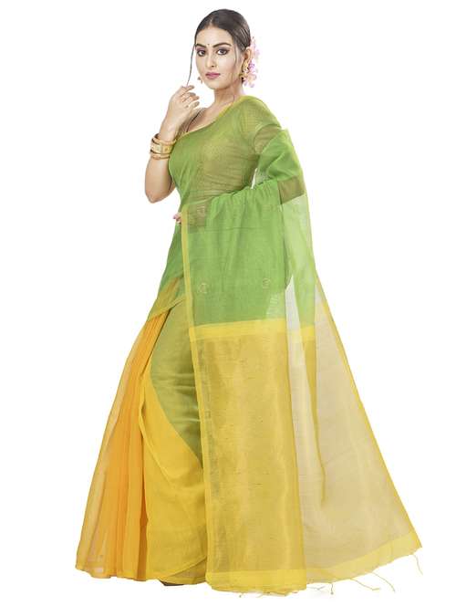women's self design yellow colored saree with blouse - 19404716 - Standard Image - 0