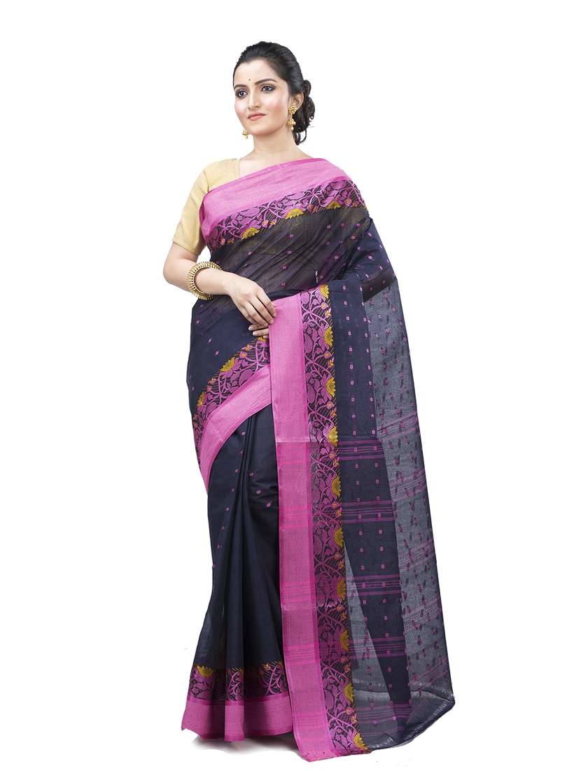 blue cotton handloom saree - 19404774 - Zoom Image - 0
