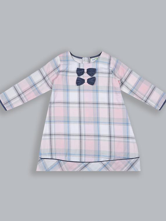 girls round neck three quarter sleeves frock - 19406861 -  Zoom Image - 0