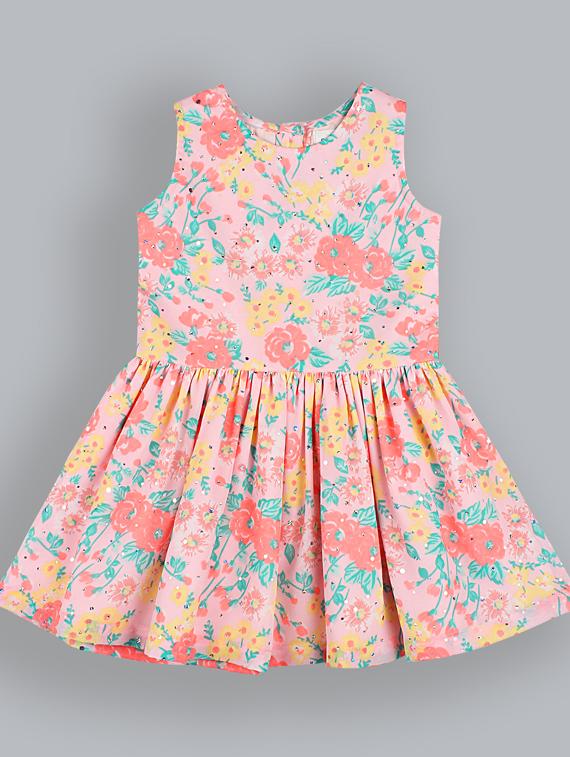 girls round neck short sleeves frock - 19406888 - Zoom Image - 0
