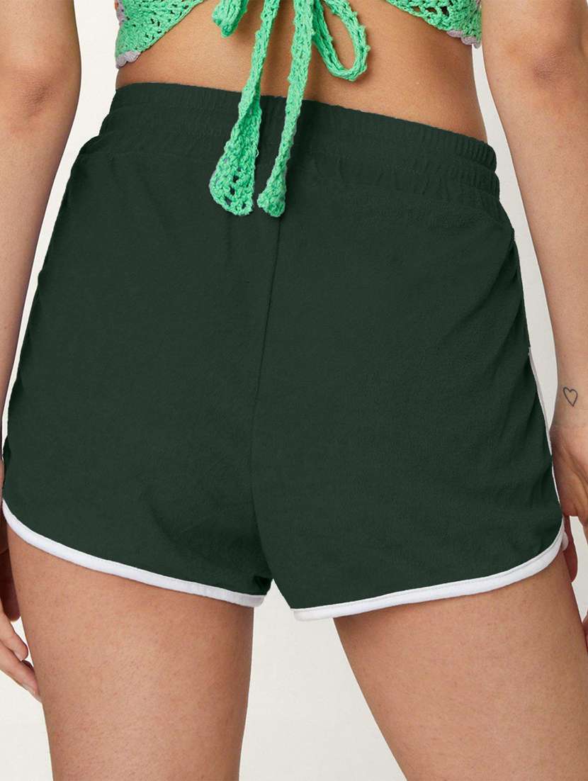 green solid side taped hot pants  - 19407857 -  Standard Image - 3