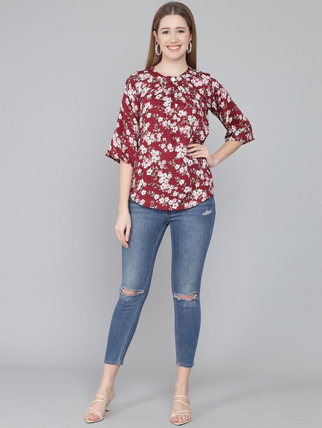 women's straight round neck top - 19408048 - Standard Image - 3