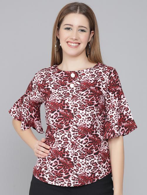 women's straight round neck top - 19408050 - Standard Image - 0
