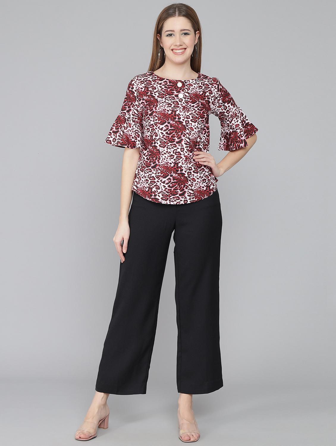 women's straight round neck top - 19408050 - Standard Image - 3