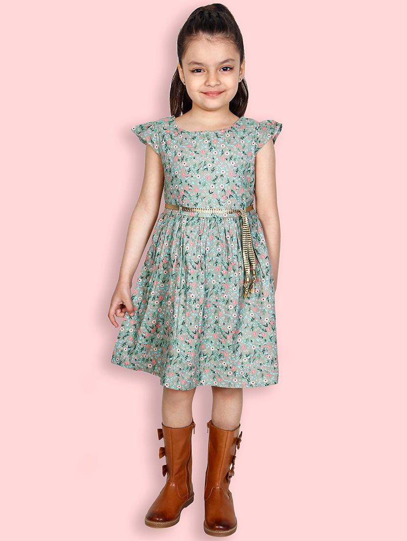 girls round neck cap sleeve frock - 19408144 -  Zoom Image - 0