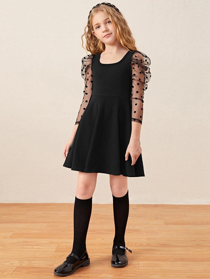 girls round neck puff sleeve frock - 19408147 - Standard Image - 3