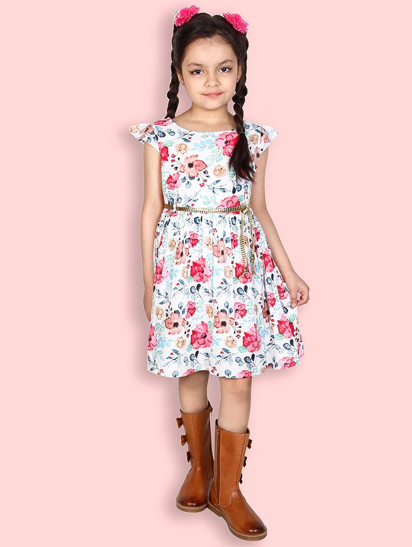 girls round neck cap sleeve frock - 19408169 -  Zoom Image - 0