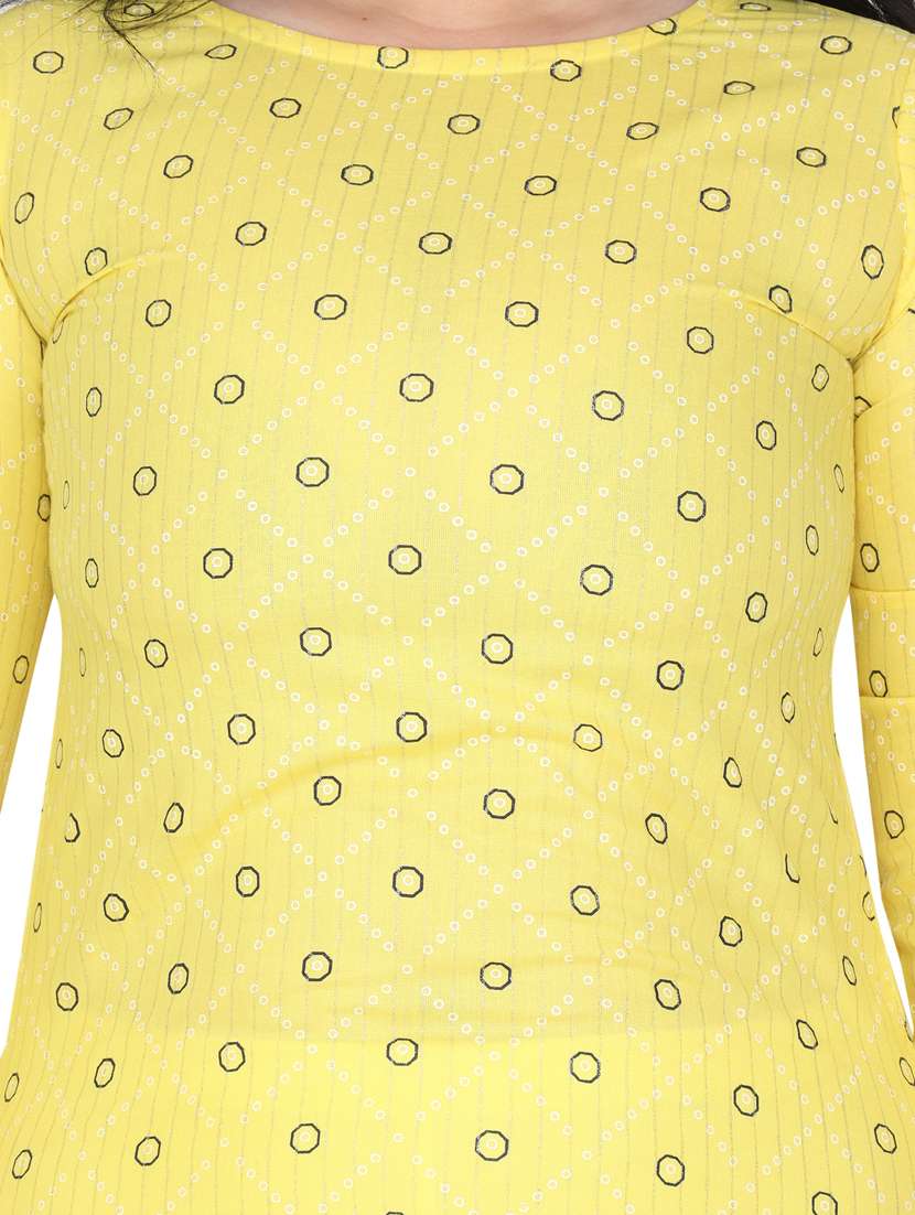 yellow cotton blend straight kurta - 19408190 - Standard Image - 3