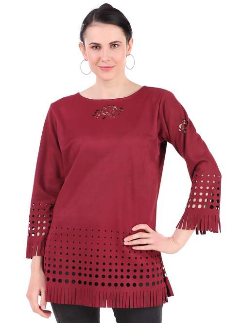 women's straight round neck top - 19408224 - Standard Image - 0