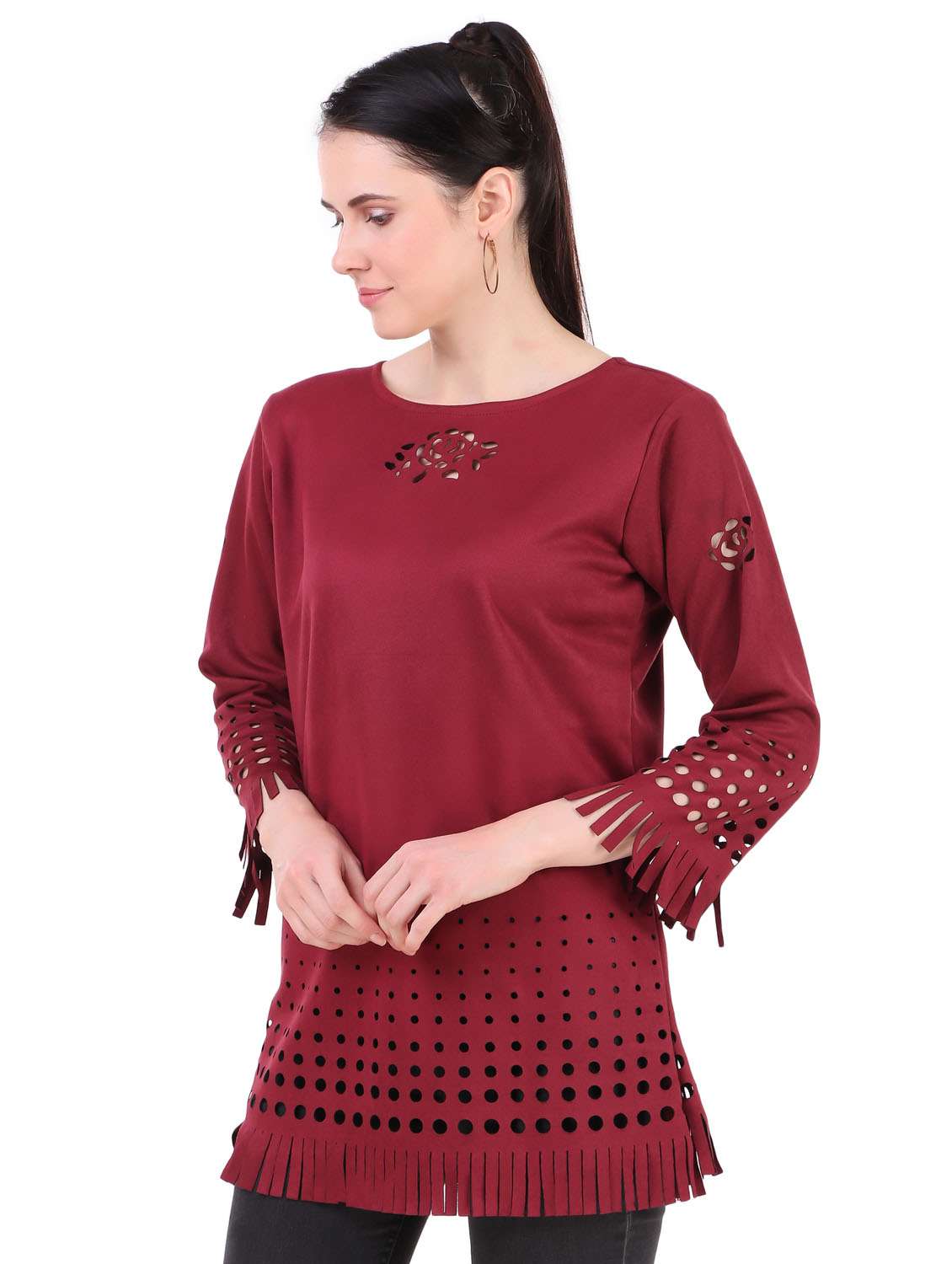 women's straight round neck top - 19408224 - Standard Image - 3
