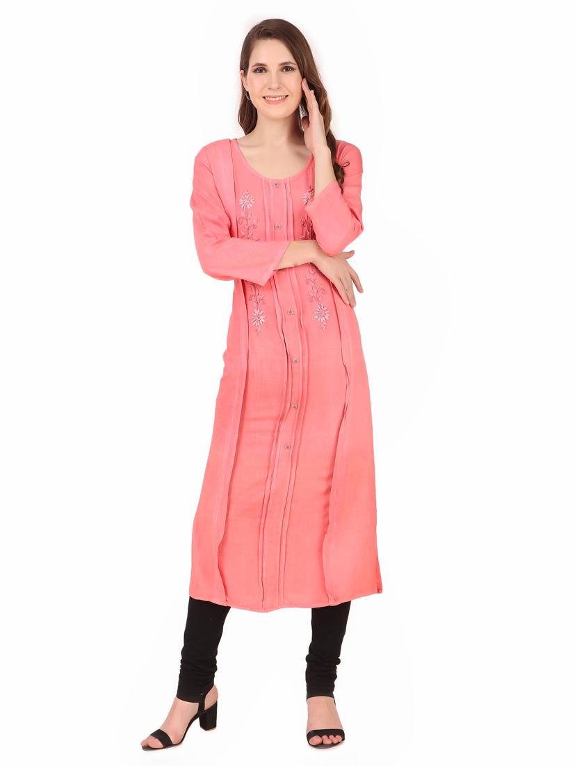 embroidered straight kurta - 19408313 - Zoom Image - 0