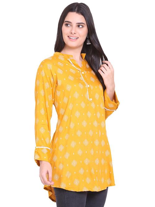 yellow printed straight kurta - 19408316 - Standard Image - 0