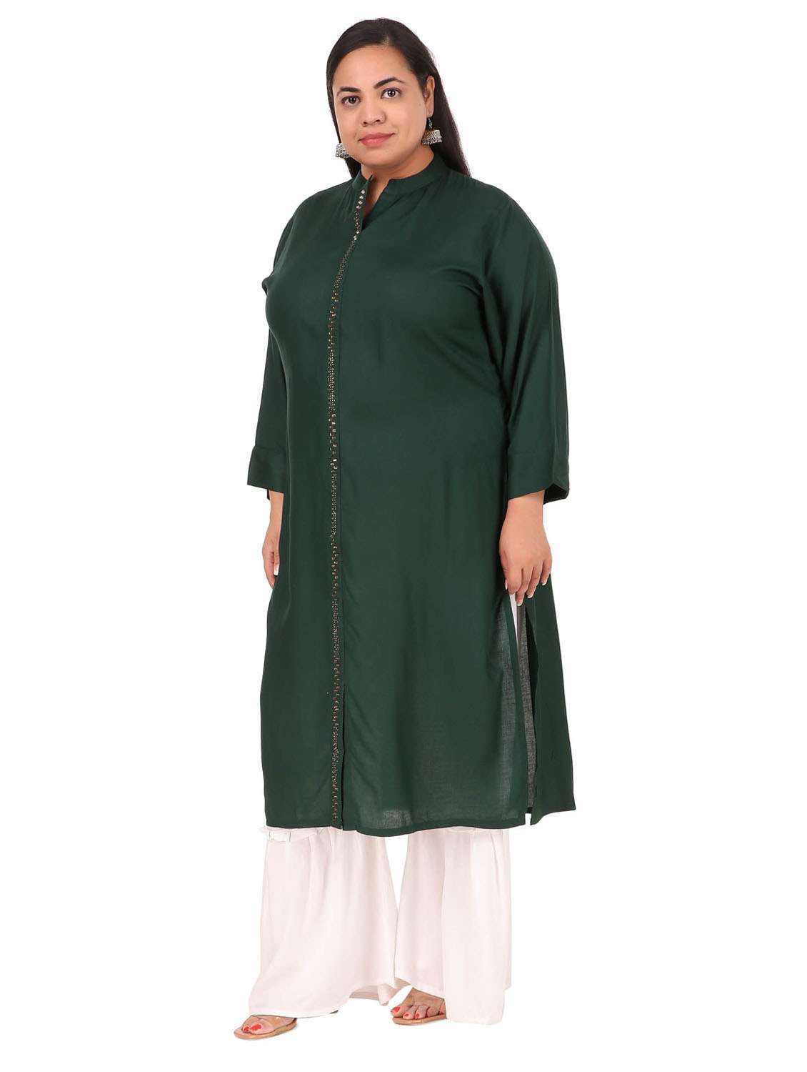 women solid straight kurta - 19408327 - Standard Image - 3
