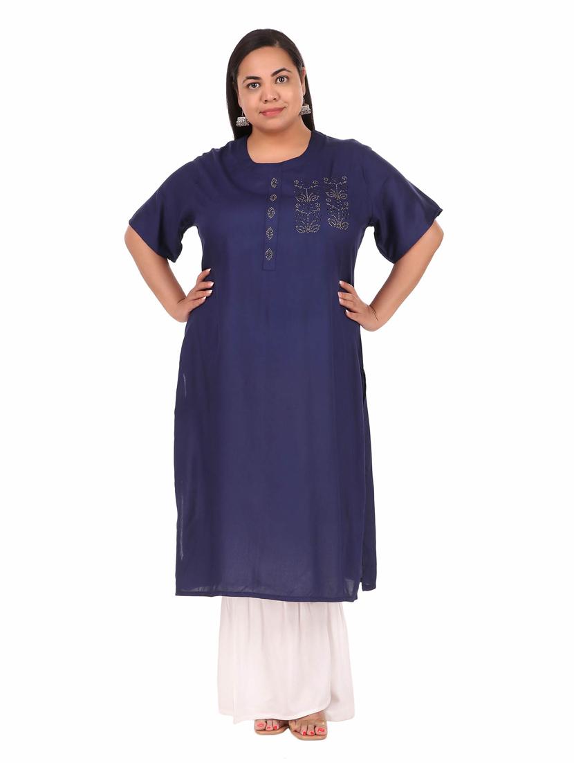 embellished straight kurta - 19408371 -  Zoom Image - 0