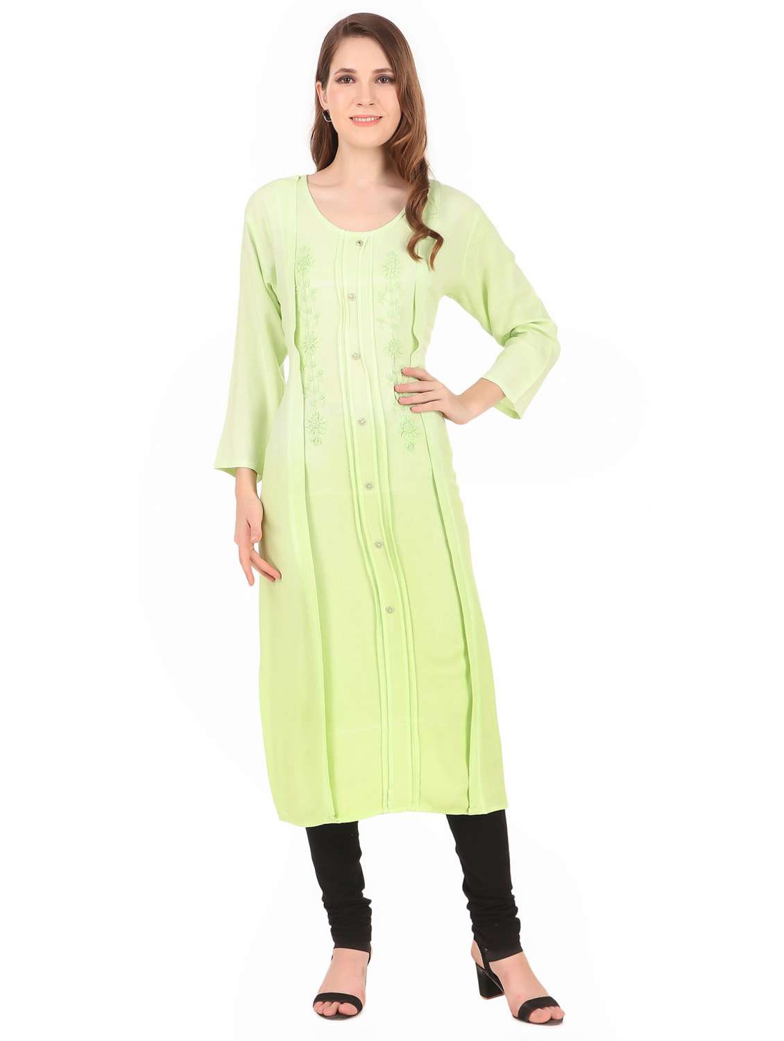 women embroidered straight kurta - 19408389 -  Zoom Image - 0