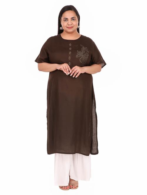 embellished straight kurta - 19408422 -  Standard Image - 0