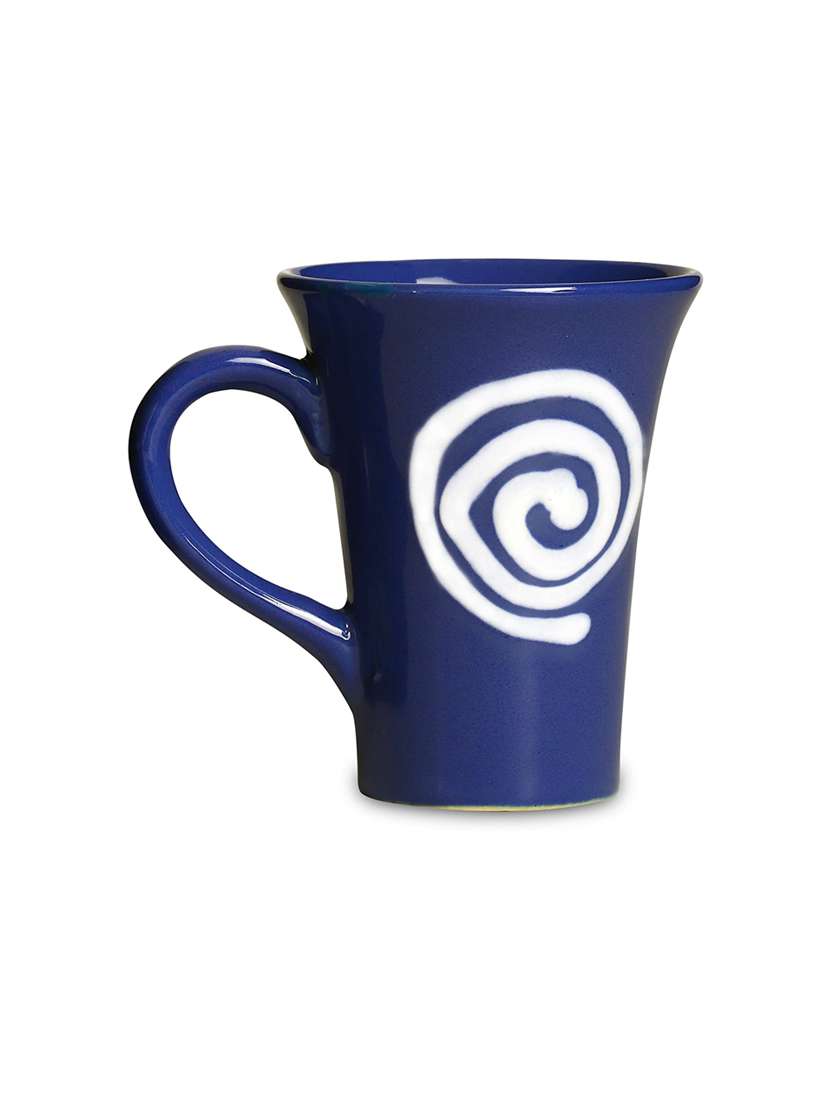 caffeine ceramic handmade blue & white doodle tea cups (set of 2)