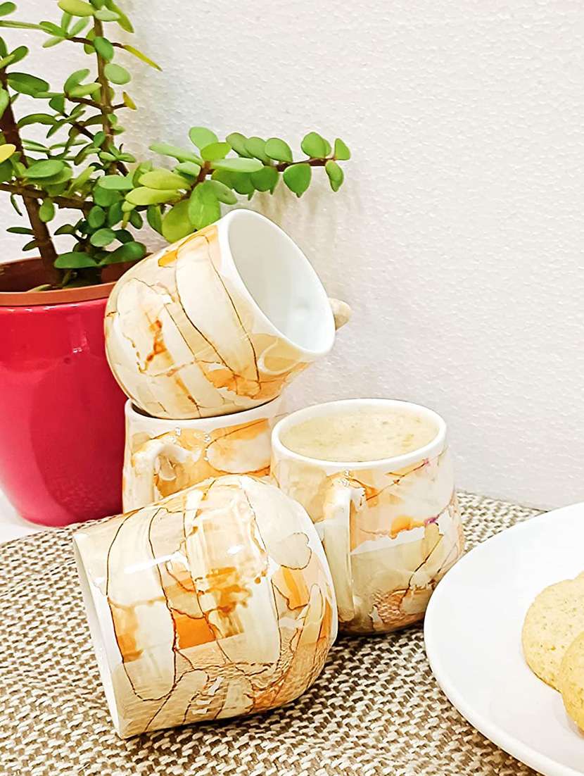 caffeine ceramic golden glossy marble tea cup set of 4 - 19408787 -  Standard Image - 3