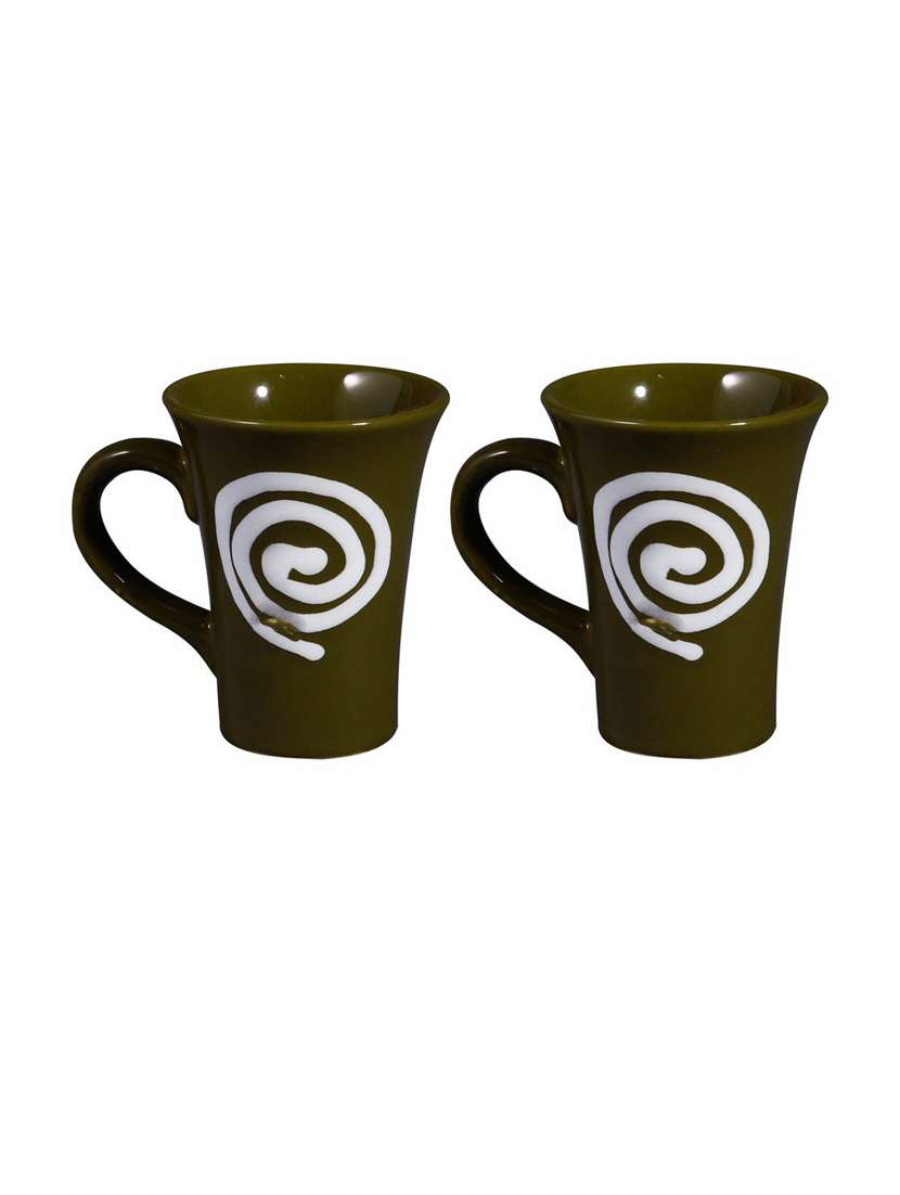 caffeine ceramic handmade pickle green doodle tea cup (set of 2)
