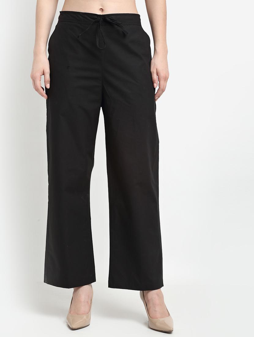 women solid mid rise wide leg trousers  - 19408969 -  Zoom Image - 0