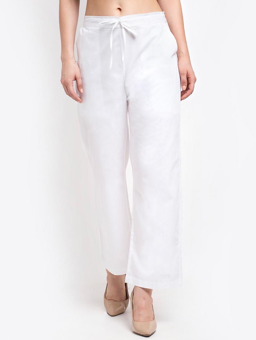 women solid mid rise wide leg trousers - 19408970 - Zoom Image - 0