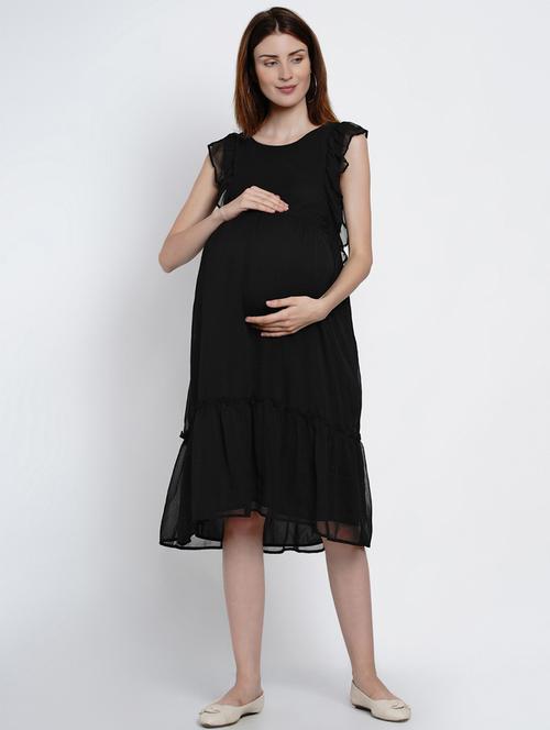 black ruffled maternity dress - 19409183 - Standard Image - 0