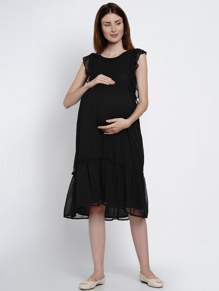 black ruffled maternity dress - 19409183 - Zoom Image - 0